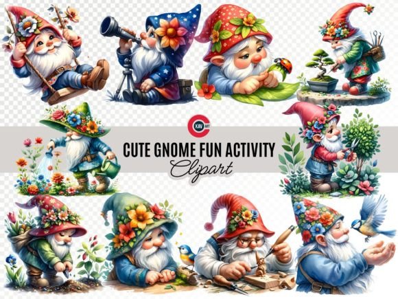 Download Cute Happy Gnome Fun with Nature Clipart - Nature clipart Collection