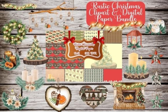 Download Rustic Christmas Clipart Bundle - Christmas clipart Collection