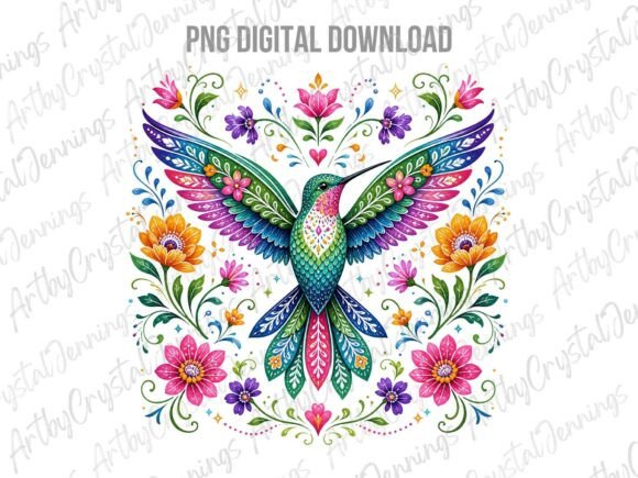Download Colorful Folk Art Hummingbird PNG - Hummingbird png Collection