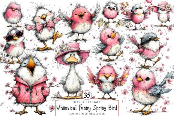 Download Whimsical Funny Spring Bird Clipart - Bird clipart Collection