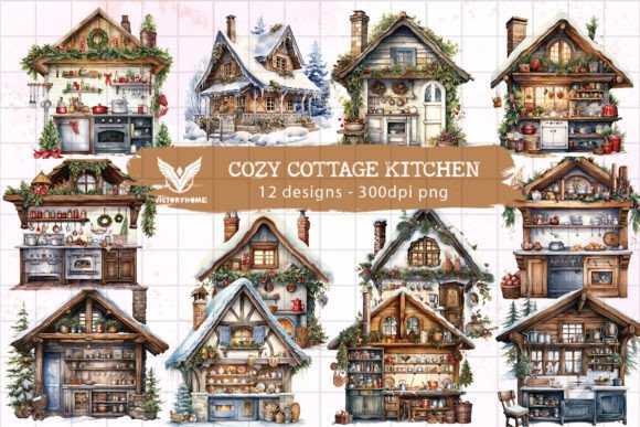 Download Cozy Cottage Kitchen Sublimation Clipart - Cozy cottage Collection
