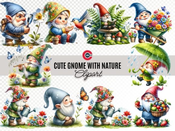 Download Cute Happy Gnome Fun with Nature Clipart - Nature clipart Collection