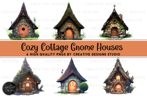 Download Cozy Cottage Gnome Houses Graphic Set - Cozy cottage Collection