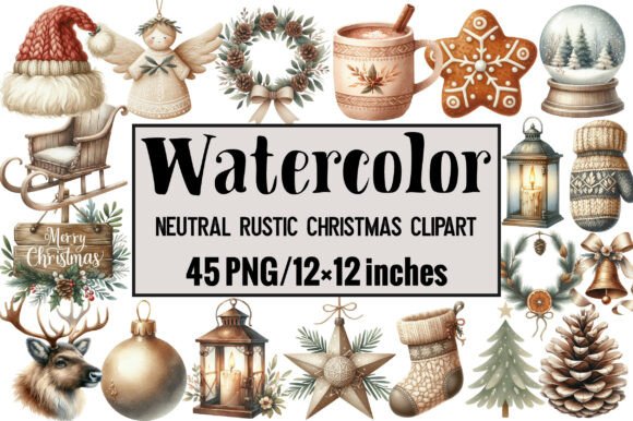 Download Neutral Rustic Christmas Clipart - Christmas clipart Collection