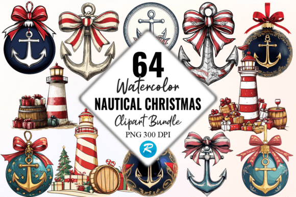 Download Watercolor Nautical Christmas Clipart - Christmas clipart Collection