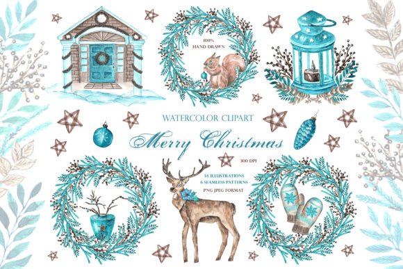 Download Christmas Watercolor Set. New Year. - Christmas watercolor set Collection