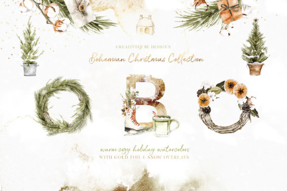 Download Bohemian Christmas Watercolor Set - Christmas watercolor set Collection