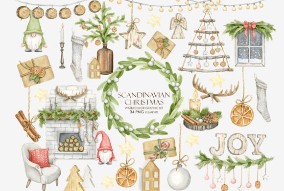 Download Watercolor Rustic Christmas Clipart - Christmas clipart Collection