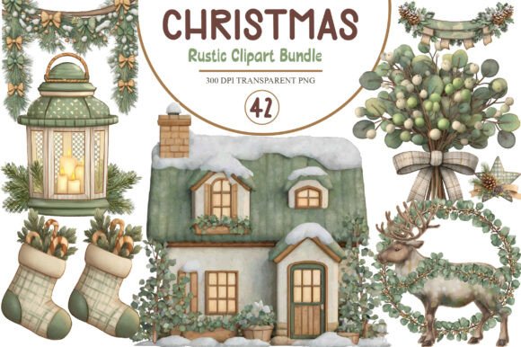 Download Rustic Christmas Clipart Bundle - Christmas clipart Collection