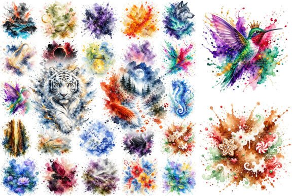 Download 100 Watercolor Splash Nature Clipart PNG - Nature clipart Collection