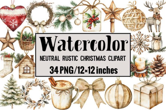 Download Neutral Rustic Christmas Clipart - Christmas clipart Collection