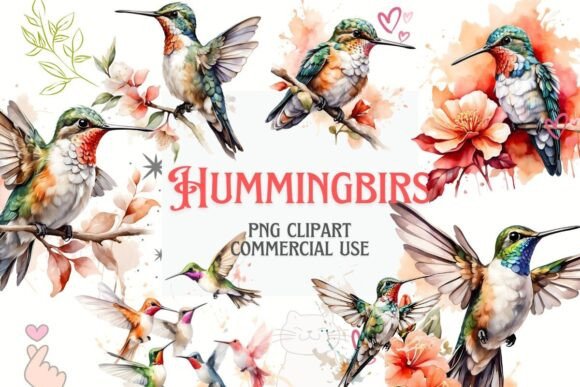 Download Watercolor Hummingbird Clipart Bundle - Bird clipart Collection