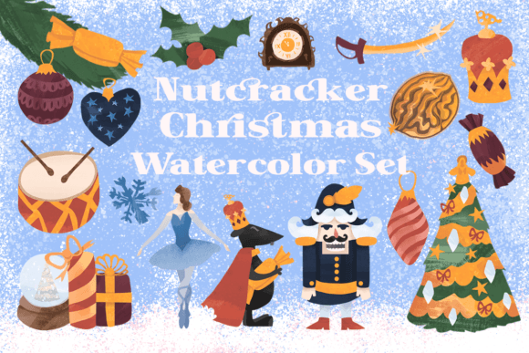 Download Nutcracker Christmas Watercolor Set - Christmas watercolor set Collection