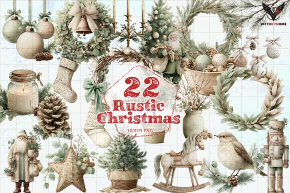 Download Rustic Christmas Clipart Bundle PNG - Christmas clipart Collection