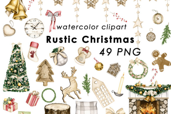 Download Watercolor Rustic Christmas Clipart - Christmas clipart Collection