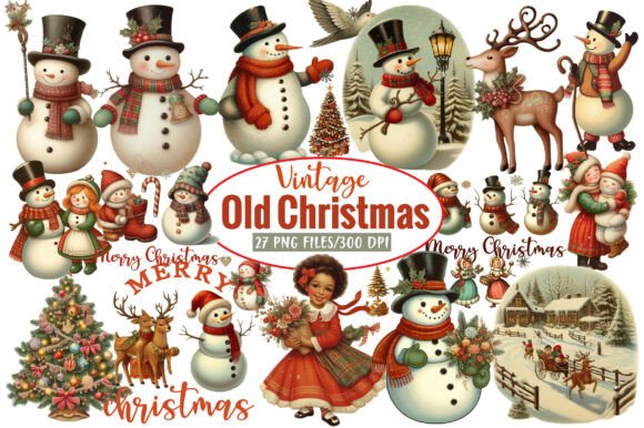 Download Vintage Old Christmas Clipart Bundle - Christmas clipart Collection